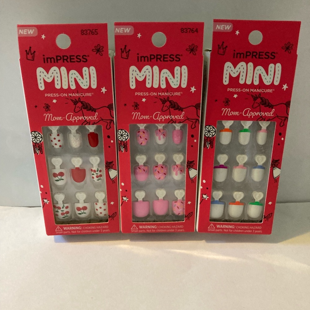imPRESS Mini Press-On Nails Trio - cherries, sprinkles, white base- New